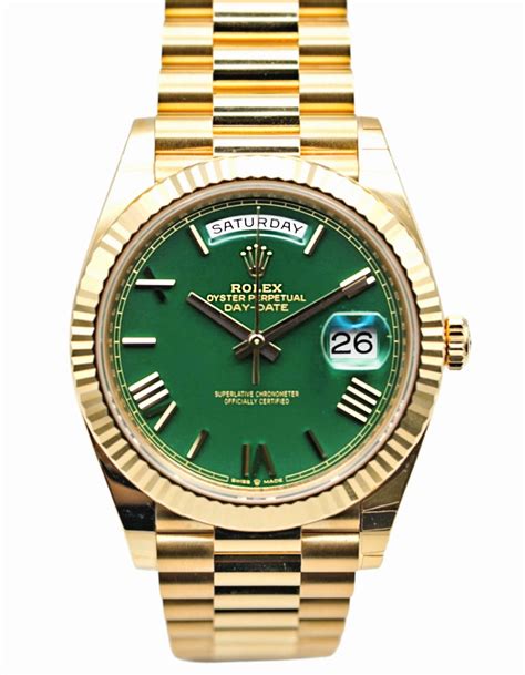 gold rolex presidential green face|rolex day date 40 228235.